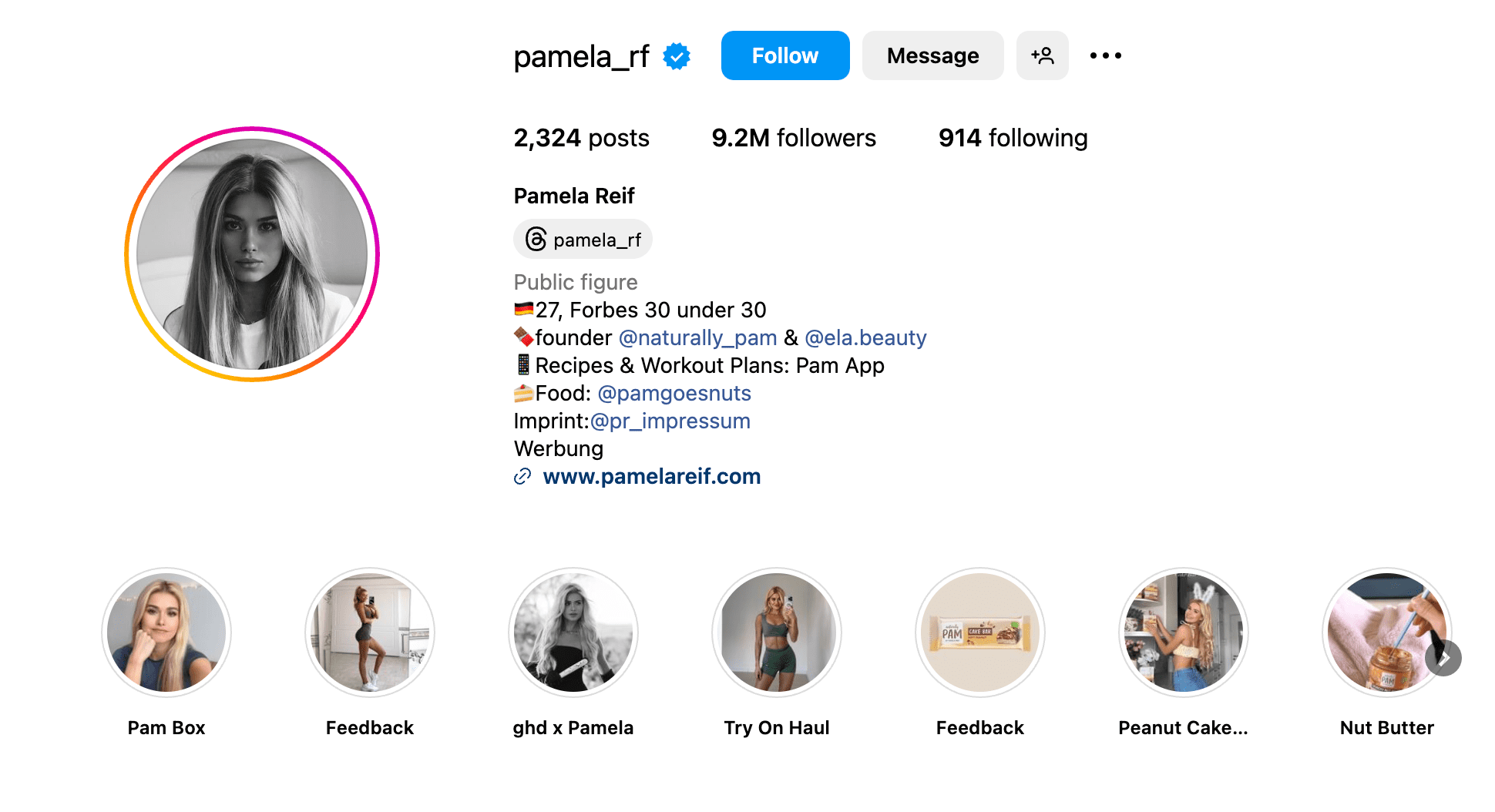 Pamela at Instagram